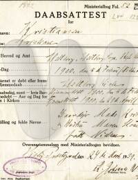 Kristiane Kristiansens dåbsattest